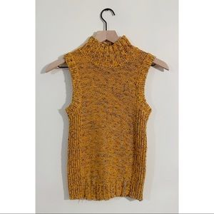 Anthropologie Orange Knit Sleeveless Turtleneck